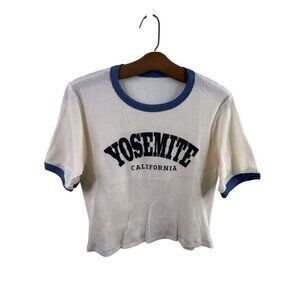 Yosemite California Crop Top Size Medium Thermal Waffle Crewneck Short Sleeve